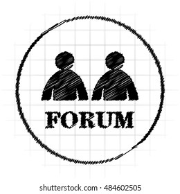 Forum icon. Internet button on white background.