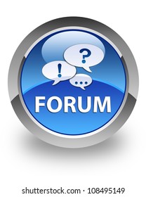 Forum Icon On Glossy Blue Round Button