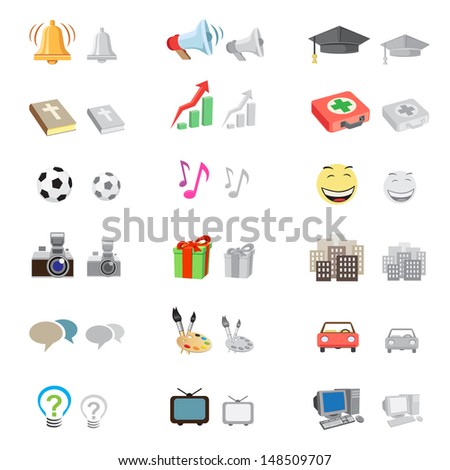 The forum icon set suitable to use any kind of website, with monochrome version, isolated on the white background