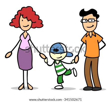 Foster Family Holding Hands Asian Fosterchild Stock Illustration ...