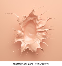foundation splash cream for beauty cosmetic product, 3d illustration.