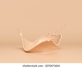 Foundation Splash Cream For Beauty Cosmetic Product, 3d Illustration.