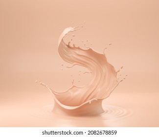 Foundation Splash Cream For Beauty Cosmetic Product, 3d Illustration.