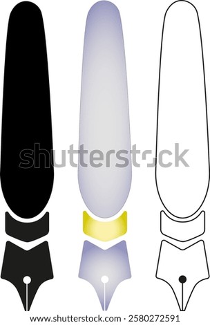 Fountain pen Icons or logos (solid, colored and lineart)