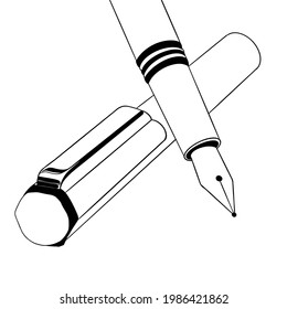 Fountain Pen On White Background Art Illustration