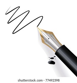 Fountain pen writing paper with black ink