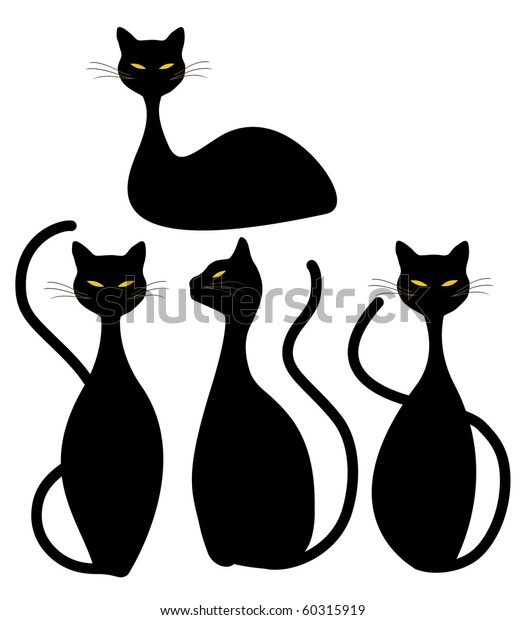 Four Black Cats Stock Illustration 60315919 | Shutterstock