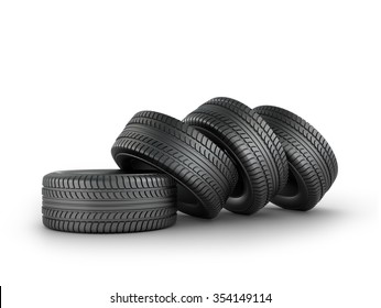 Four black rubber tires on a white background. - Powered by Shutterstock