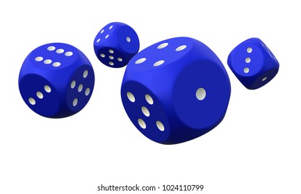 Four Blue Dice On White Background Stock Illustration 1024110799 ...