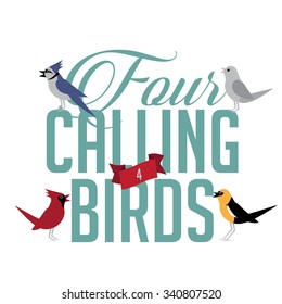 Four Calling Birds Royalty Free Illustration.