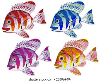 Four Design Colorful Fish Stock Illustration 237831166 | Shutterstock