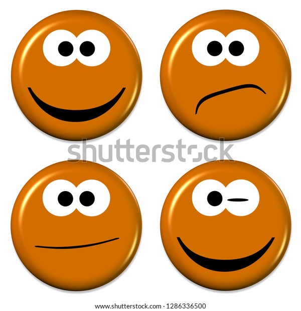 four emojis good bad mood 3d signs symbols stock image good emojis