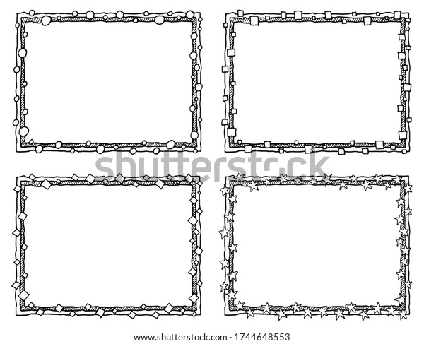 four grungy hand drawn\
border frames.  Mix and match to build your own borders or content\
dividers. 