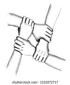 Four Hands Joined Together Concept Team Stock Illustration 1210372717 ...