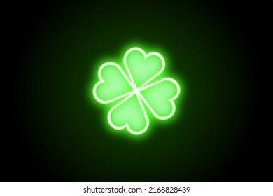 Four Leaf Clover Luck Lucky Icon Neon Sign Symbol