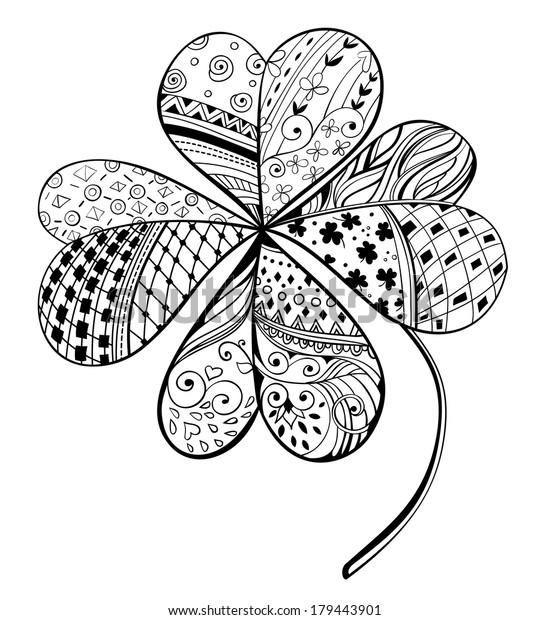 Four Leaf Hand Drawn Decorative Clover Stock Illustration 179443901