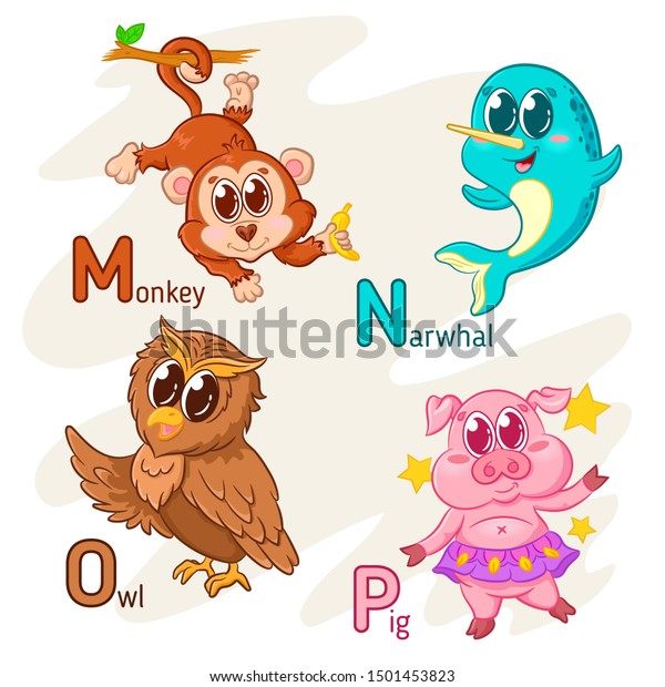 Four Letters Alphabet Animals 3 Stock Illustration 1501453823