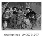 The four overmen of the Longbow (St Sebastiaan) goals in Amsterdam, 1653, Joachim Jan Oortman jr., after Bartholomeus van der Helst, after Marchais, 1812.