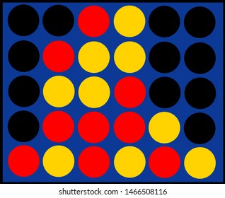 Four In A Row Game: Next Player - Either Red Or Yellow - Has The Winning Move