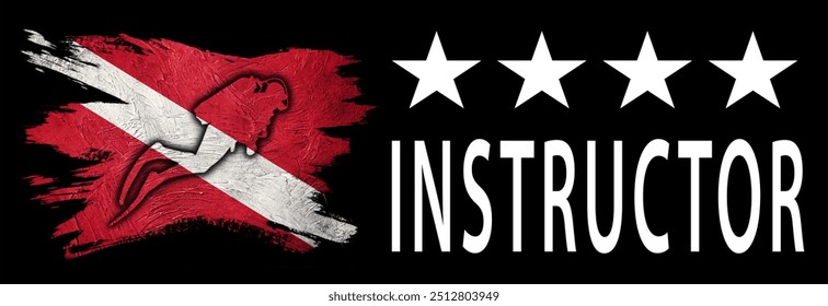 Four Star Instructor, Diver Down Flag, Scuba flag, Scuba Diving