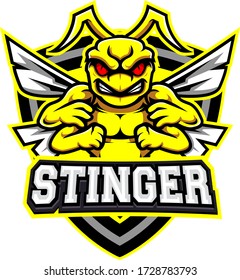 Fourhanded Muscle Stinger Bee Logo Stock Illustration 1728783793 ...