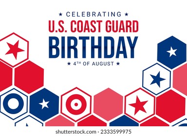 Fourth of August. Celebrating U.S. Coast Guard Birthday. Unique pattern style in USA flag colors - Powered by Shutterstock