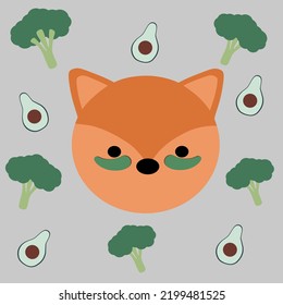 Fox With Avacado And Broccoly Eye Patches. With Eye Mask. Spa Procedure. Beauty Treatment.Skincare