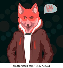 Fox Cool Stylized Humanization Red