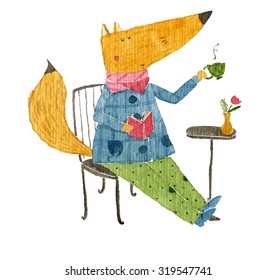 Fox drinking Tea - Powered by Shutterstock