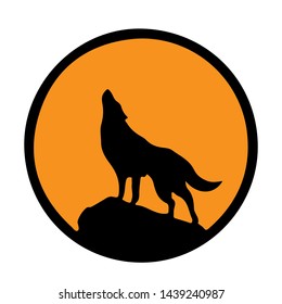 fox logo, black wolf design