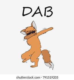 Fox rap gangster doing dab  Hand drawn  illustration