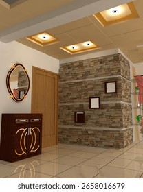 Foyer interior design rendering image 