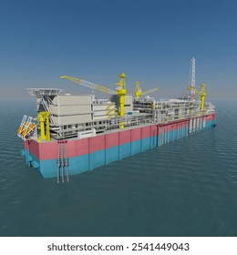 FPSO Floating Production Storage and Offloading factory ship. Oil and gas vessel. 3d render