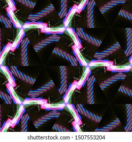 Fractal abstract background. Light effects. Neon glow. Festive decoration. Colorful pattern. Geometric texture.