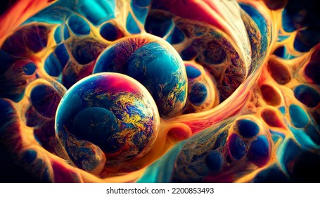 Fractal Dimension Of Different Earths, Multiverse Type Paralell Universe Fractal Geometry