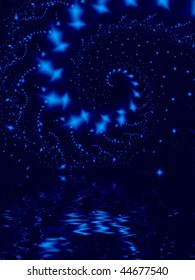 Fractal Image Depicting A Worm Hole In Deep Space Reflected In Water.