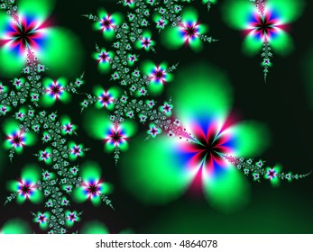 Fractal image of a spring daisy chain.