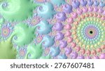 Fractal patterns form swirls and spirals in a mix of soft colors showcasing the beauty of geometric design in visual art.