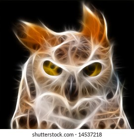 a fractal render of an owl