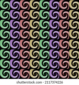 Fractal seamless pattern with spirals,  curves and stripes in the delicate colors