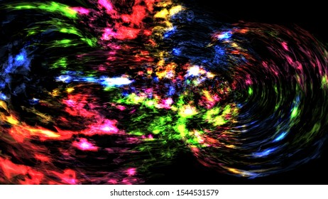 Fractal Space 3D. Black Hole Galaxy Worm Hole. Colorful Light. Moving Around The Art Design.