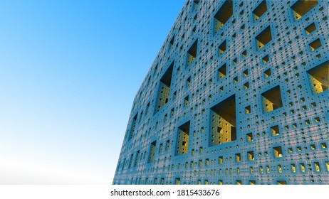Fractal three-dimensional structure (3d rendering)