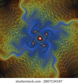 Fractal Vortex series. A conceptual image of intertwined universal forces on the subject of science, visualization, organic geometry, math and fractal design.