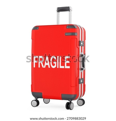 Fragile concept with suitcase, 3d rendering isolated on white background