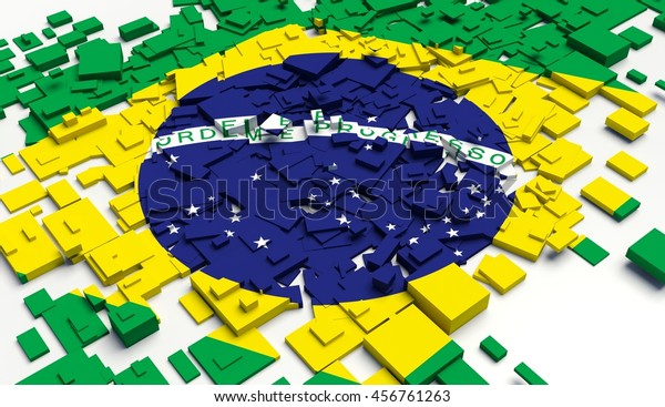 Fragment Flag of Brazil.\
3D\
illustration.