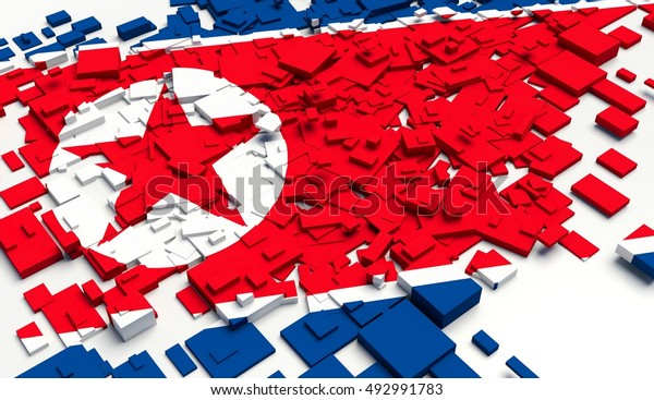 Fragment Flag of\
North Korea. 3D\
illustration.