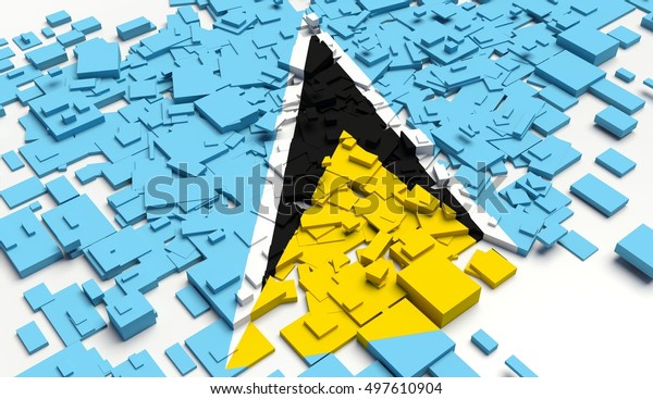 Fragment Flag of
Saint Lucia. 3D
illustration.