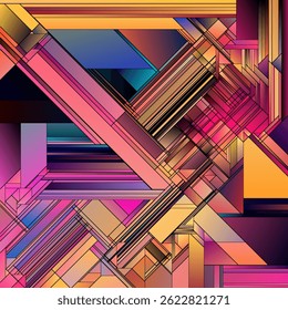 Fragmented Gradient series. Layers of polygonal gradients forming kaleidoscopic, organic textures on the subject of color perception, unity of design, color theory, composition, and visual art.