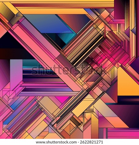 Fragmented Gradient series. Layers of polygonal gradients forming kaleidoscopic, organic textures on the subject of color perception, unity of design, color theory, composition, and visual art.