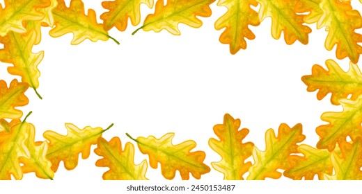 frame of autumn yellow oak leaves autumn watercolor illustration base for postcards banners information - Powered by Shutterstock